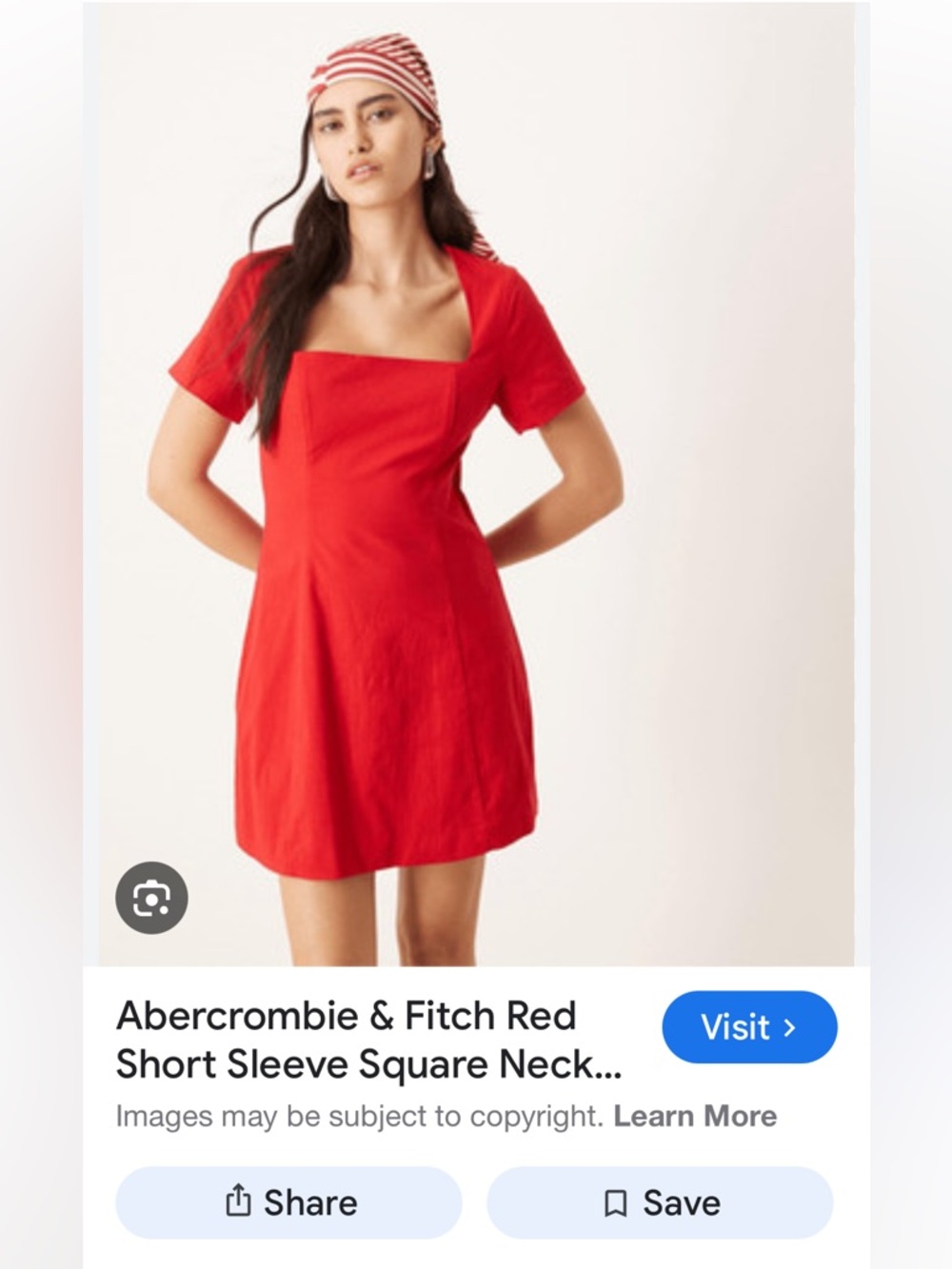 Abercrombie & Fitch Red Short-Sleeve Square-Neck Mini Dress
